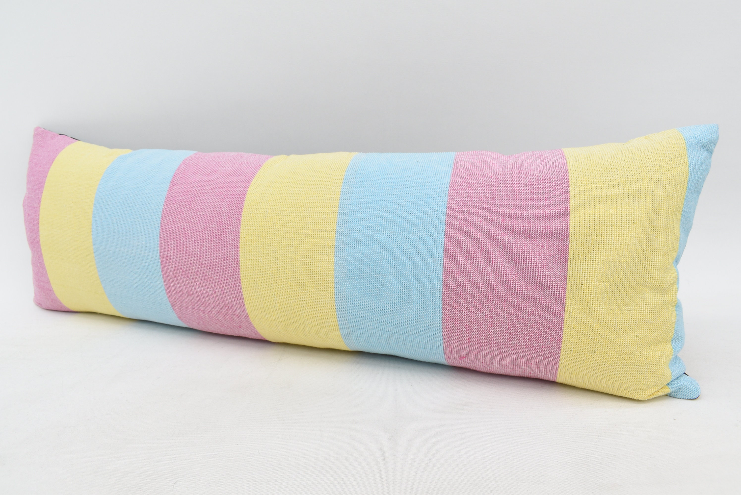 Large Lumbar Pillow Blue And Yellow Pillow 12x36 Cushion Etsy