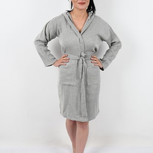 Turkish Peshtemal Bathrobe, Organic Pajamas, Cotton Kimono, Chic Beach Cloths, Soft Absorbent Bathrobe, Dark Gray Bathrobe, Striped Bathrobe