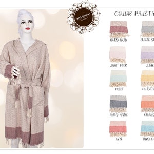 Organic Turkish Bathrobe, Bridesmaid Robe, Turkish Robe, Beach Robe, Hooded Bathrobe, Holiday Gift, Gift For Her, Bridal Robe