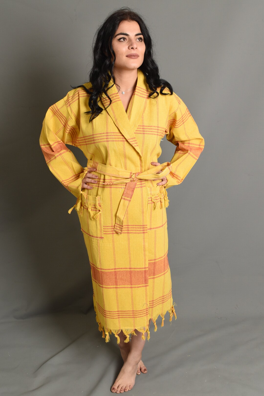 Striped Bathrobe Towel Turkish Bathrobes l Cotton Robes Wedding Robe