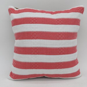 Red and White Striped Pillow, Turkish Pillow, 12x12 Pillow Cover,Throw Pillow, 30x30 cm,Decor Pillow,Towel Pillow, Outdoor Pillow Mn30x30-96