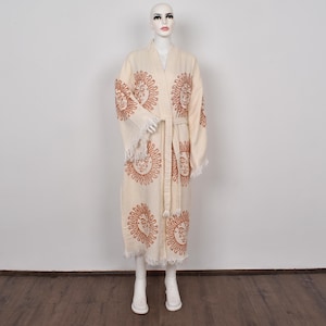 Custom Morning Gown, Personalized Muslin Kimono, Sun Patterned Beach Dress, Muslin Bathrobe, Robe-Kimn