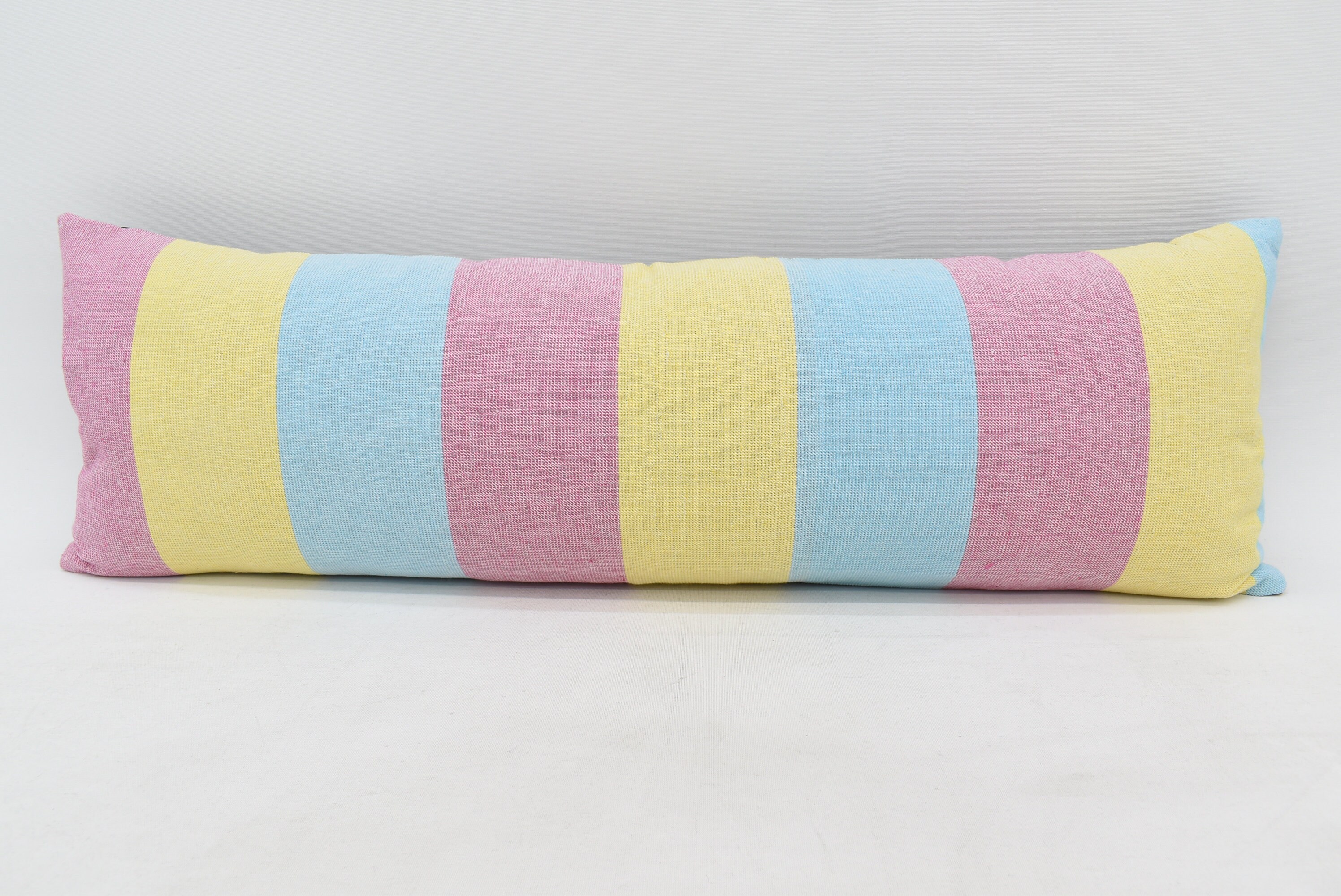 Large Lumbar Pillow Blue And Yellow Pillow 12x36 Cushion Etsy