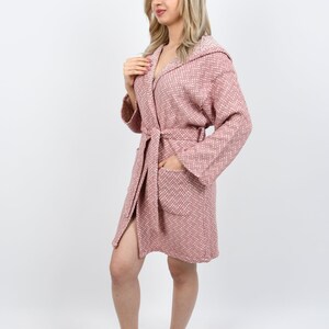 Personalized Robe, Turkish Bathrobe, Wedding Gift Robe, Soft Organic Bathrobe, Cotton Pajama, Beach Gown, Pink Chevron Kimono, Bathrobe 243