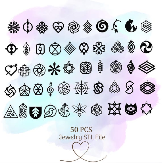 50 Mega Pack STL Jewelry,  Earring STL, Necklace STL, 3D Print File, Digital Download