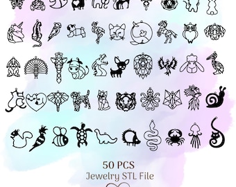 50 Mega Pack  Animals STL Jewelry,  Earring STL, Necklace STL, 3D Print File, Digital Download
