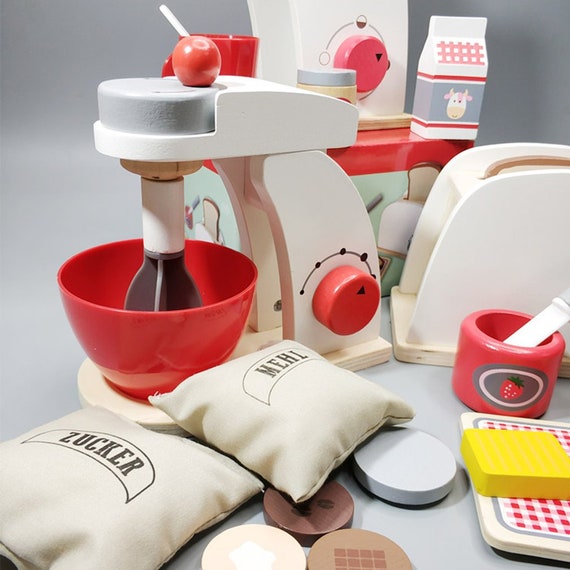 Set with toaster Breakfast Wooden play kitchen Blender