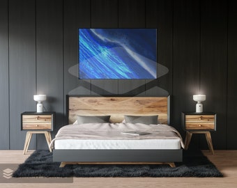 Celestial Harmony: Abstract Blue and White Space Digital Print - Modern Galactic Art for Unique Home Decor