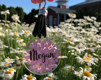 Personalized Flower Acrylic Keychain