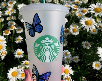 Custom/Personalized Butterfly Starbucks Cup