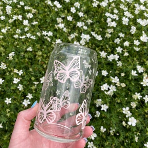 Butterfly Beer Can Glass, Iced coffee cup, iced tea cup, Butterflies, customized/personalized glass image 2