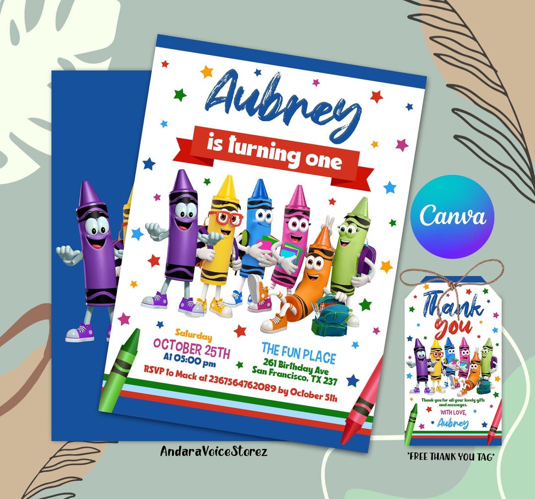 Crayon Birthday Invitation, Crayola Birthday Invitation, Crayon Art ...