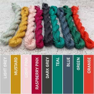 Cotton embroidery threads. 6 meters of 6 thread embroidery floss in 9 different colours
