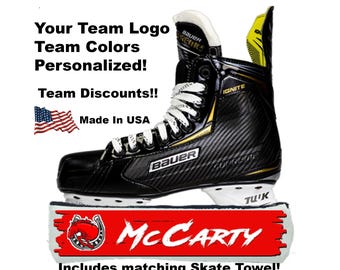 Custom Hockey Skate Soakers, Team Logo, Personalized Gift