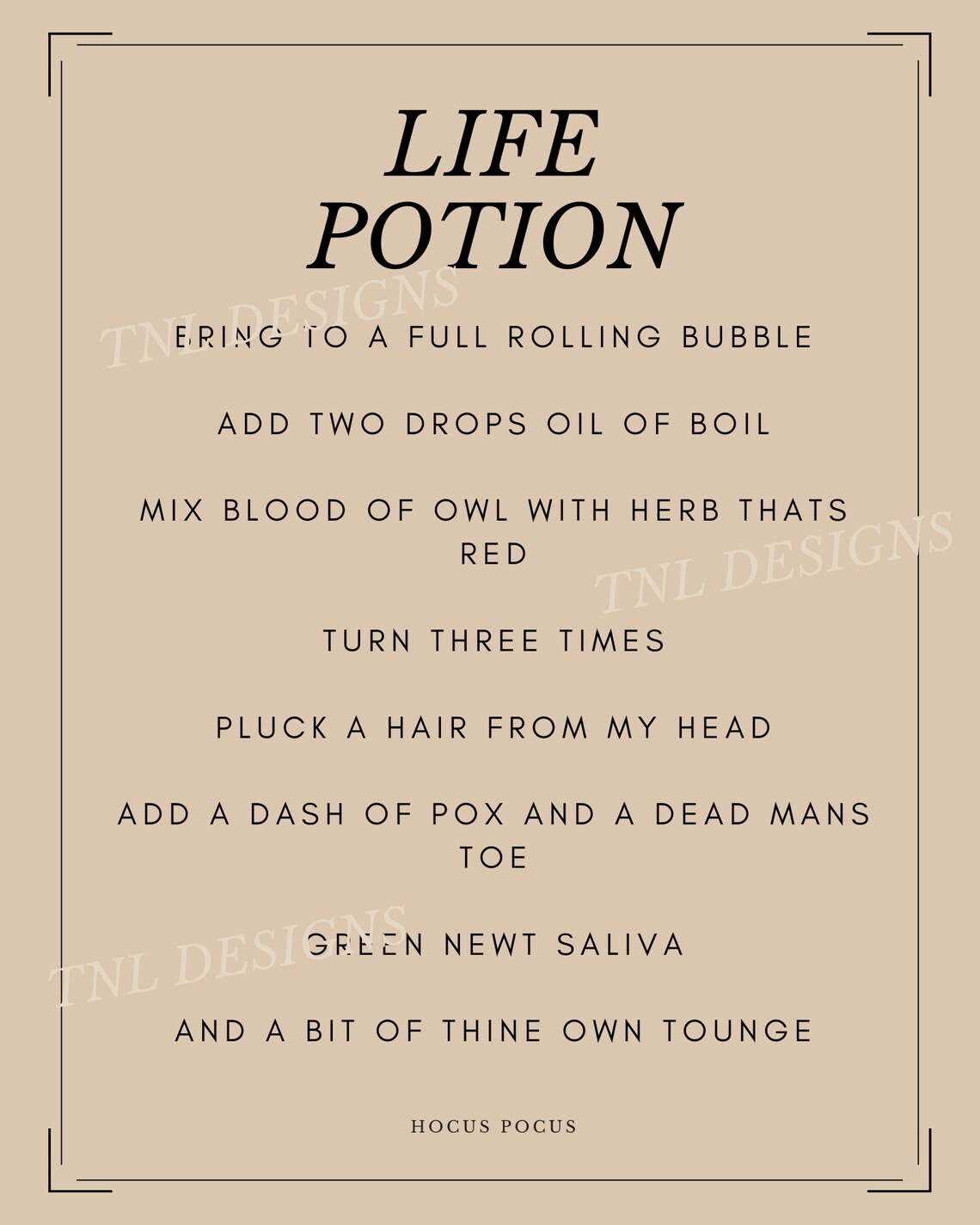 Halloween Print Hocus Pocus Life Potion Witchcraft Sanderson Sisters ...