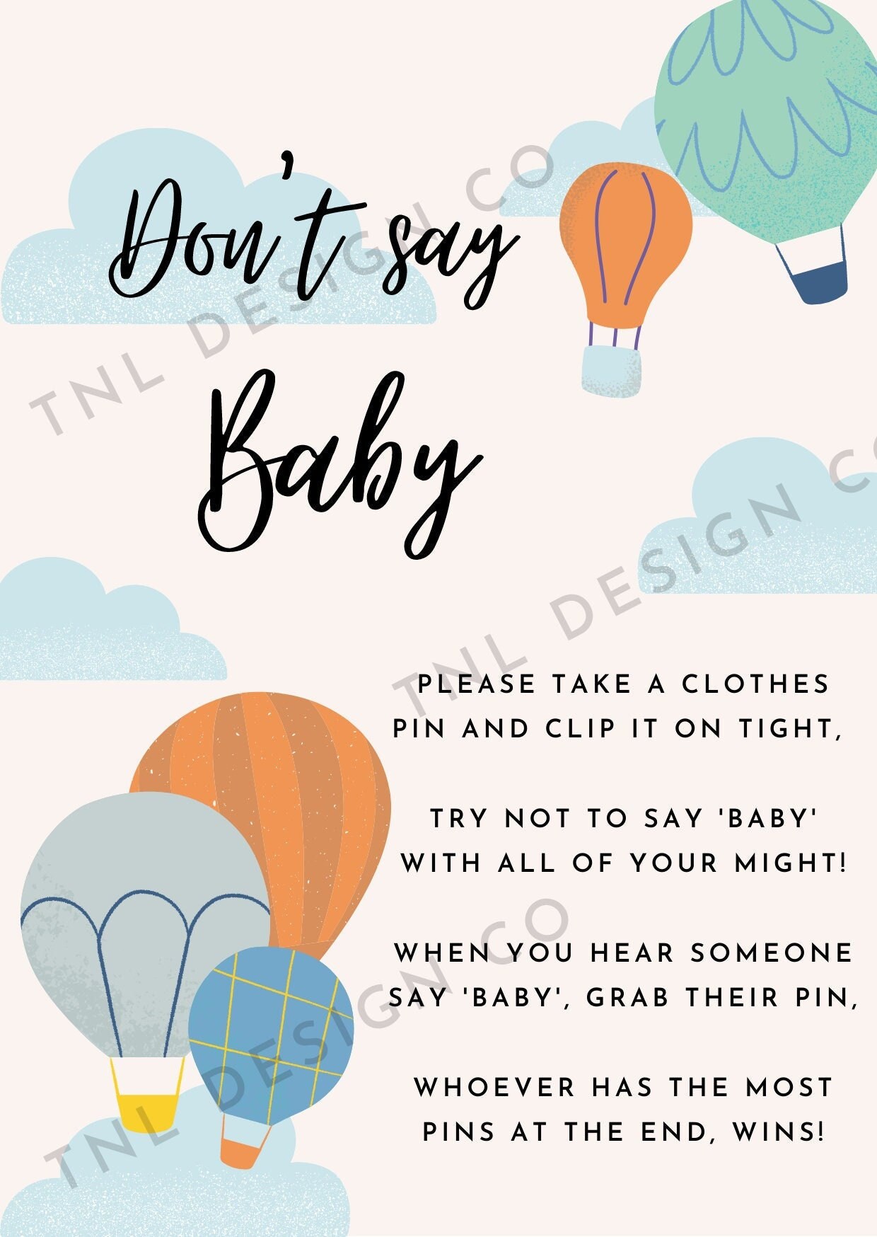 Hot Air Balloon Shower Print Collection Baby Shower Games Guest Book ...