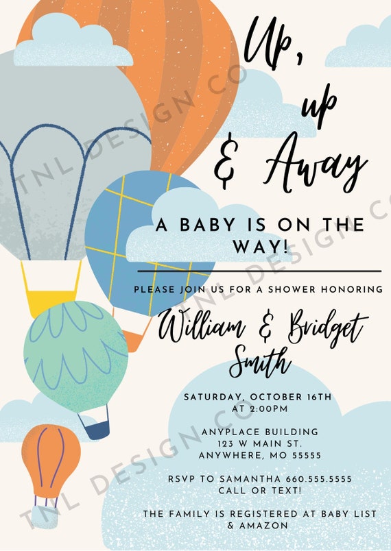 Hot Air Balloon Shower Print Collection Custom Baby Shower - Etsy