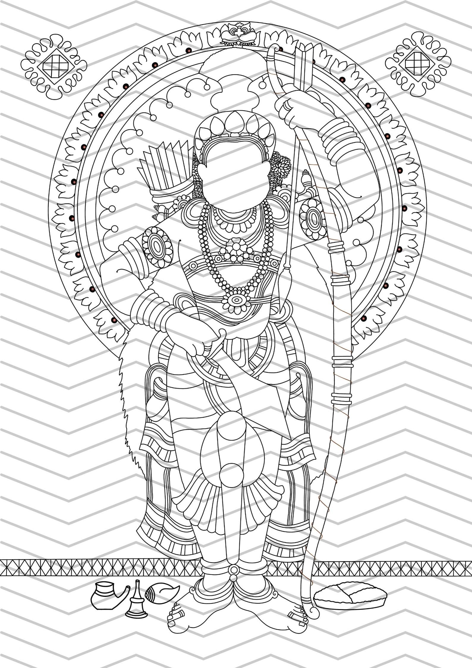 Kerala Mural Art Outline Bundle – 20+ A3 PDF Templates (digital ...