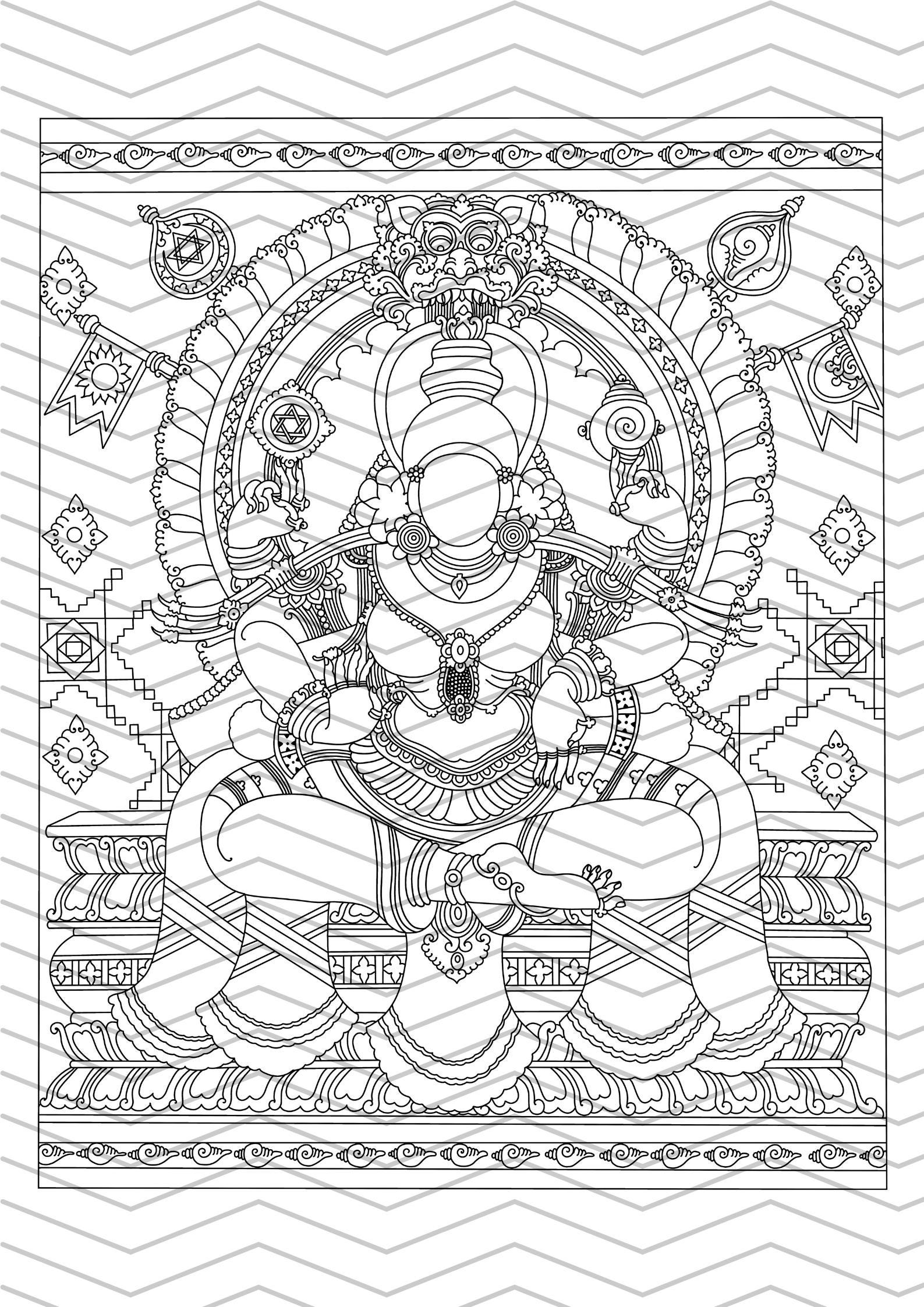 Kerala Mural Art Outline Bundle – 20+ A3 PDF Templates (digital ...