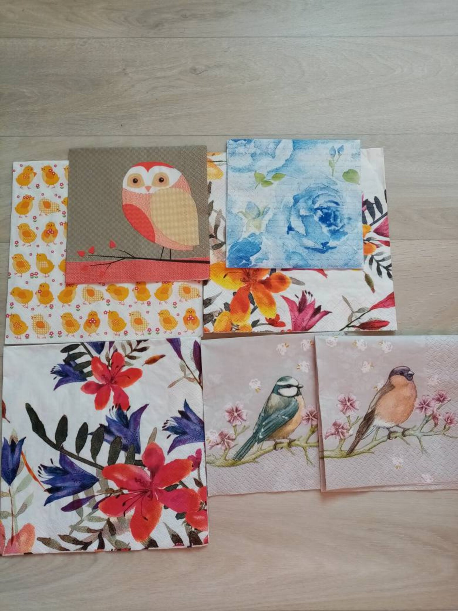 Napkins birds and flowers Etsy