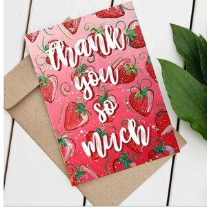 Muito obrigado Funky Fruity Greetings Card, Cartões de aniversário, Cartões de agradecimento, Cartões de presente, Floral, Cartões de agradecimento, Envelope, A6