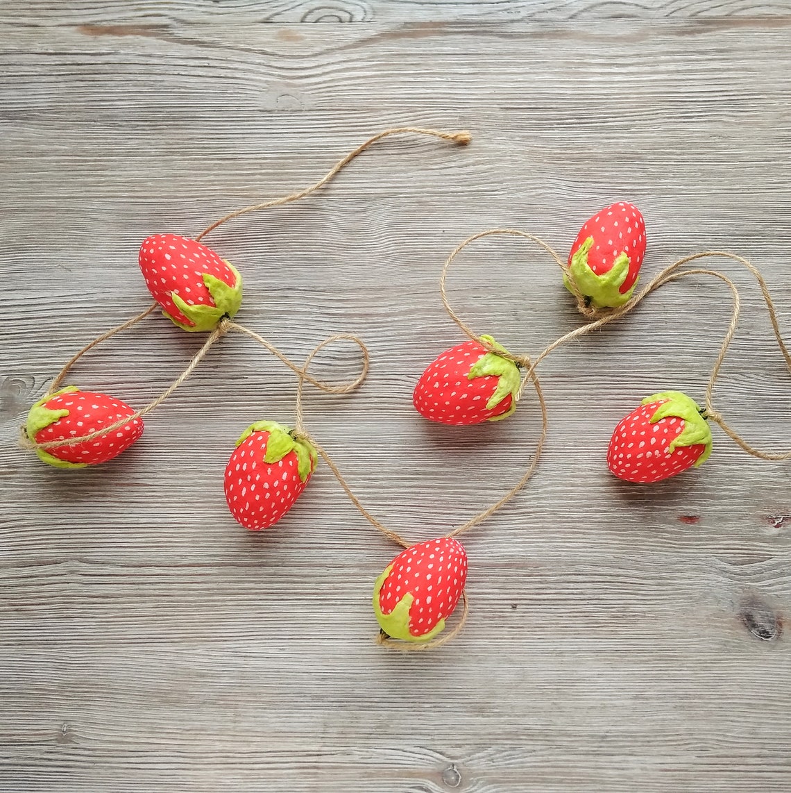 Strawberry garland spun cotton Summer garland Tassel Etsy