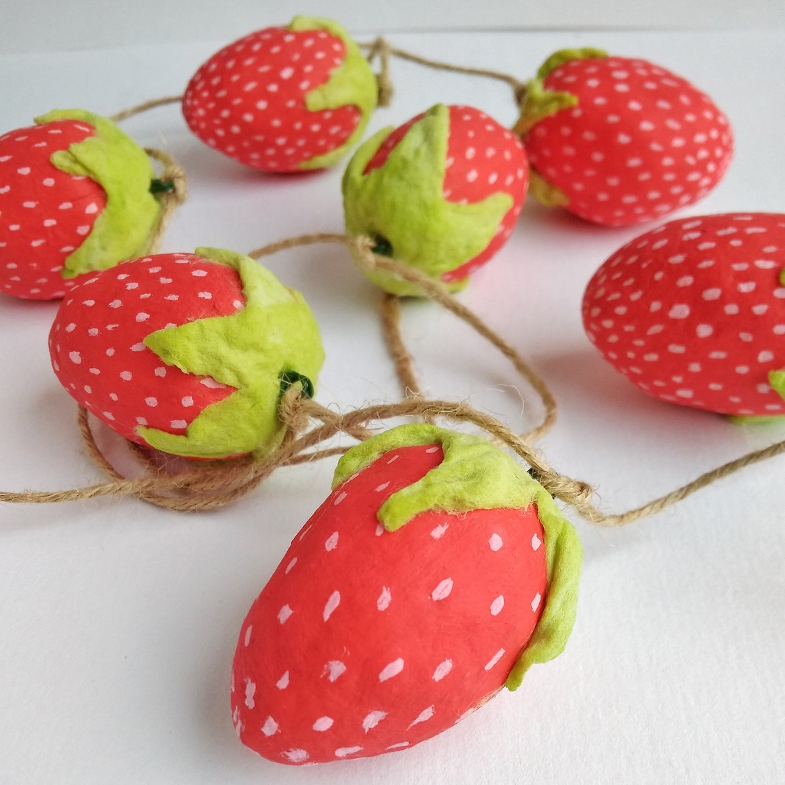 Strawberry garland spun cotton Summer garland Tassel Etsy