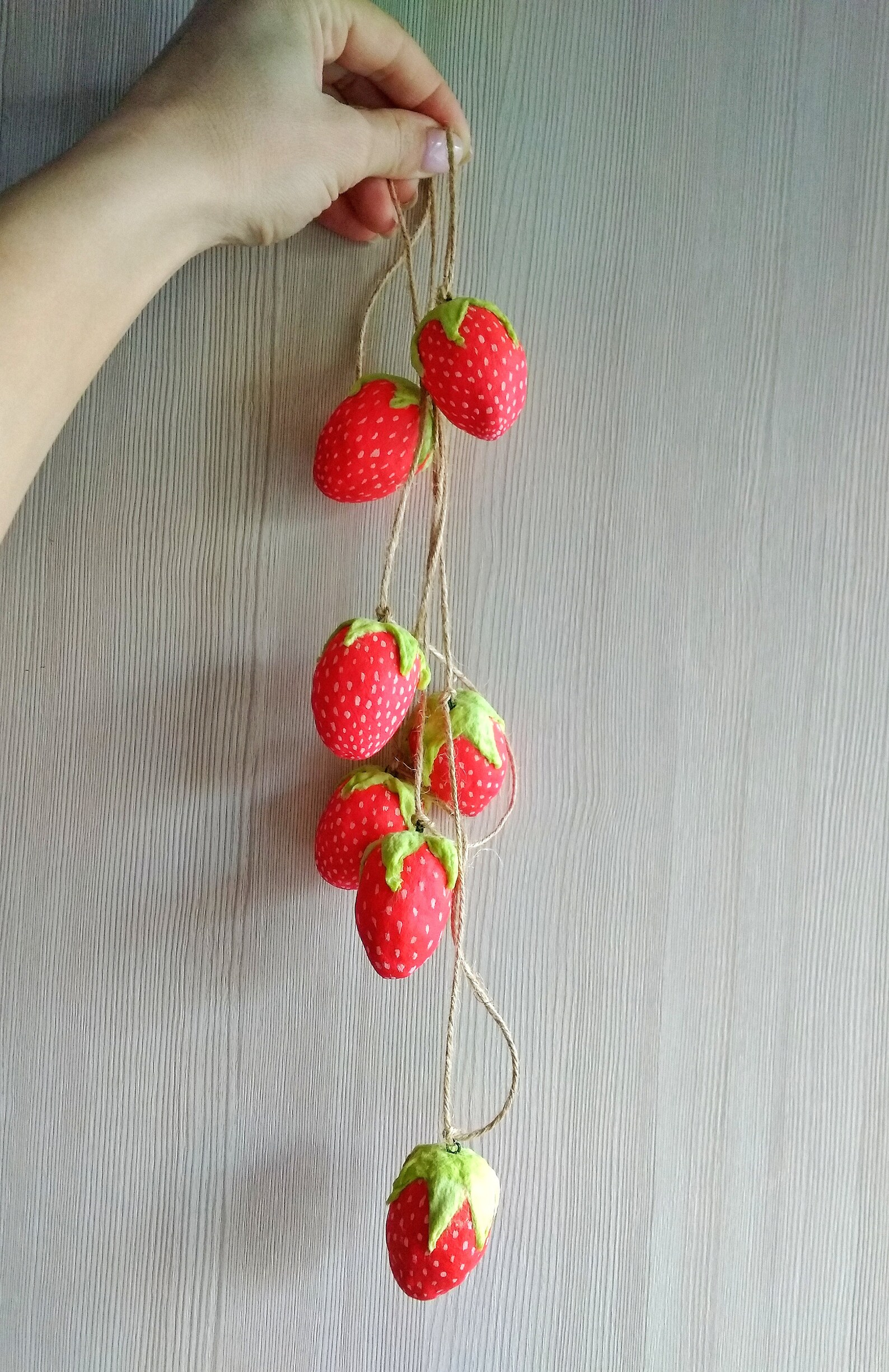 Strawberry garland spun cotton Summer garland Tassel Etsy