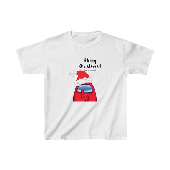 Among us Christmas Kids Heavy Cotton Tee t-shirt perfect for multiplayer and streamer gamer on twitch and for christmas holiday gift