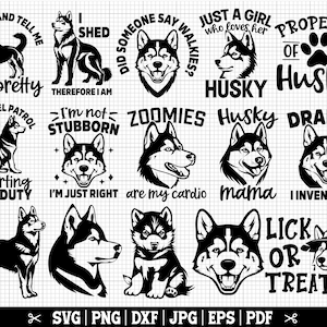 Paquete SVG de husky, diseños SVG de husky, citas de husky en SVG, husky Cricut Svg, refranes divertidos, siluetas de husky, paquete de descarga instantánea