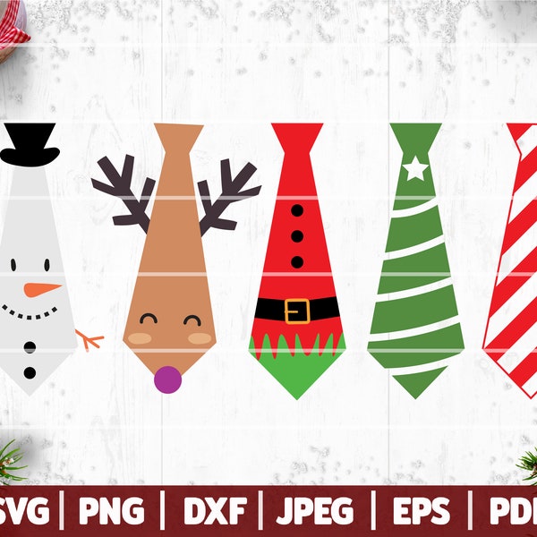 Christmas Ties SVG, Christmas Tie Designs for Shirt | Funny Christmas Shirt SVG | Christmas Tie Bundle | Rudolph | Santa | Snowman | Winter