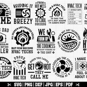 Paquete HVAC SVG, Paquete HVAC Tech Svg, Hvac Technician Svg, Hvac Quotes Svg, Hvac Cricut Svg, Hvac Tech Shirt Svg, Descarga instantánea