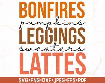 Fogueiras, abóboras, leggings, suéteres, café com leite SVG | Outono retrô SVG | Ação de Graças SVG | Vibrações de outono SVG | Retro SVG | Design de camiseta Olá, outono SVG