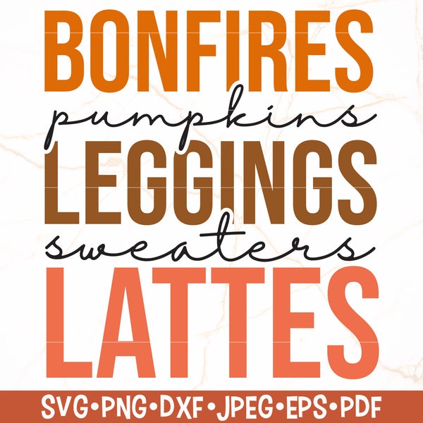 Bonfires Pumpkins Leggins Sweaters Latte SVG | Retro Fall SVG | Thanksgiving SVG | Fall Vibes Svg | Retro Svg | Hello Fall Svg Shirt Design