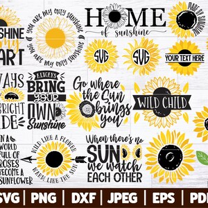 Pacchetto SVG girasole / File di taglio SVG girasole / ClipArt girasole - Citazioni - Camicia - Monogramma / Cricut - Silhouette / Girasole SVG