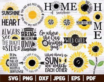 Sunflower SVG Bundle | Sunflower SVG Cut Files | Sunflower Clip Arts - Quotes - Shirt - Monogram | Cricut - Silhouette | Sunflower SVG