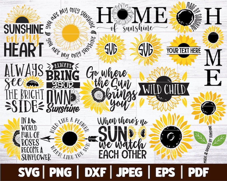 Sunflower SVG Bundle Sunflower SVG Cut Files Sunflower - Etsy
