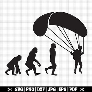 Engraçado Parapente SVG, Paraglider Evolution SVG, Parapente Png, Paraglide Cricut