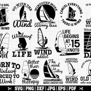 Pacote Windsurf SVG, Pacote Windsurf SVG, Windsurfer SVG, Windsurf Quotes Svg, Windsurf Cricut Svg - Download instantâneo