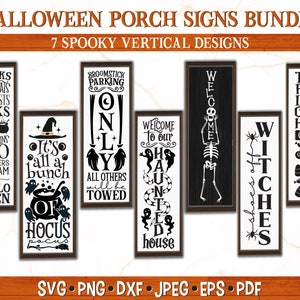 Paquete de letreros de Halloween para porche / SVG de Halloween / Letreros verticales de Halloween / Letreros de otoño para porche SVG / SVG de Halloween para porche / Letreros de bienvenida espeluznantes