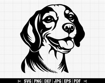 Glad Beagle Face svg, Beagle Svg, Beagle ClipArt, Beagle png, Beagle-klippfil, Beagle-vektor, Beagle-silhuett, Beagle-illustration