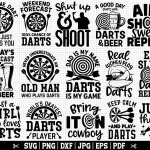 Darts SVG Bundle, Dart Spieler SVG, Dart Zitate SVG, Darts Schnittdateien, Dart Shirt SVG, Bullseye SVG, Dartscheibe SVG, Dart Spiel Bundle
