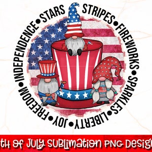 Sublimation du 4 juillet | 4 juillet PNG | Sublimation des gnomes du 4 juillet | Gnomes patriotiques png | Sublimation PNG amusante pour le jour de l'indépendance