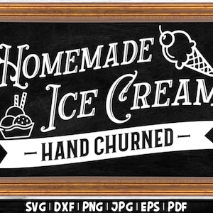 Home Made Ice Cream SVG | Farmhouse Ice Cream Sign, Farmhouse Summer Svg, Ice Cream Poster, Farmhouse Sign, Vintage Summer Sign