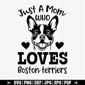 Just A Mom Who Loves Boston Terriers SVG, Boston Terrier SVG voor Cricut Silhouette, Boston Mom Svg Cut-bestanden - Instant Download