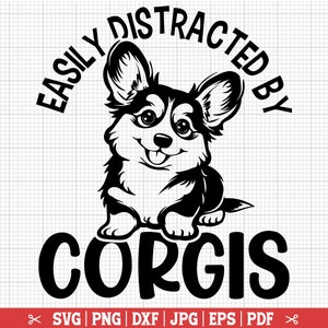 Corgis que se distraen fácilmente Svg, Corgi Svg para Cricut Silhouette, Corgi Lover Svg, Corgi Mom Svg, Corgi Cut File - Descarga instantánea