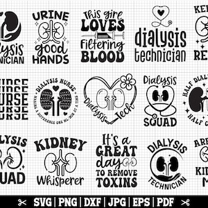 Bundle SVG pour dialyse, dialyse Cricut, dialyse Cricut Bundle, conception de chemise de dialyse, infirmière en dialyse, rein Svg Bundle, technologie de dialyse