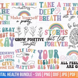Mental Health Bundle SVG | Mental Health Svg | Self Love Svg | Self Care Bundle SVG | Mental Health Awareness Quotes - Sayings - Cut Files