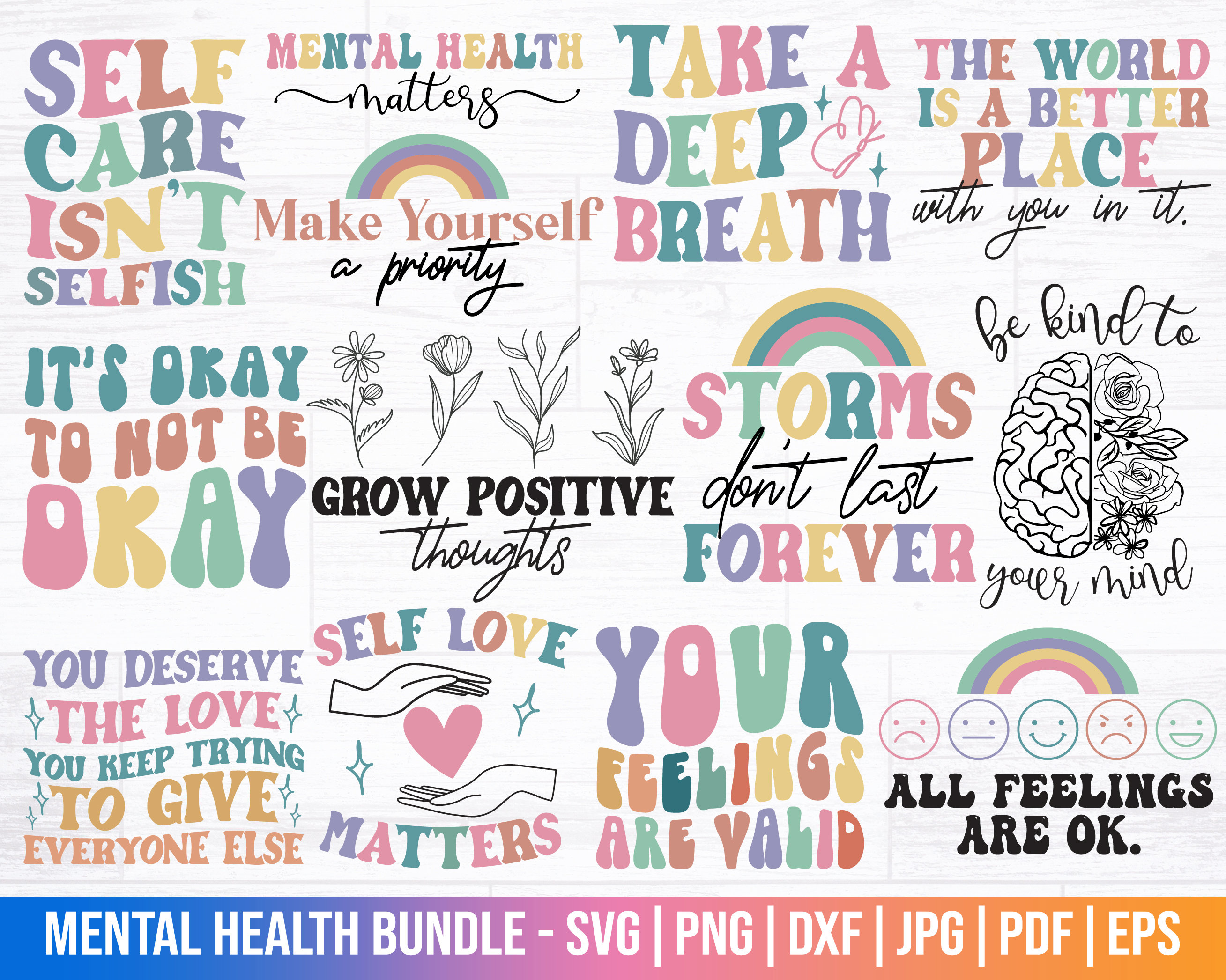 Mental Health Bundle SVG | Mental Health Svg | Self Love Svg | Self ...