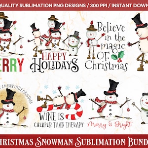 Bundle sublimation bonhomme de neige, bonhommes de neige de Noël PNG, sublimation de Noël, Noël PNG, bonhomme de neige Png - téléchargement immédiat